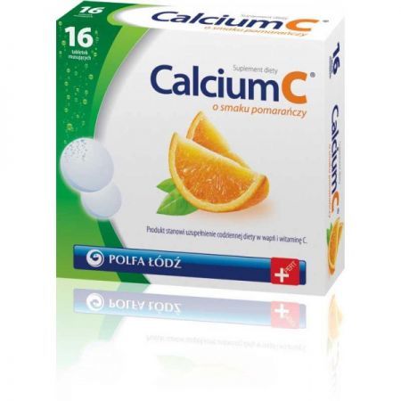 Calcium z witaminą C o smaku pomarańczowym 16 tabletek musujących