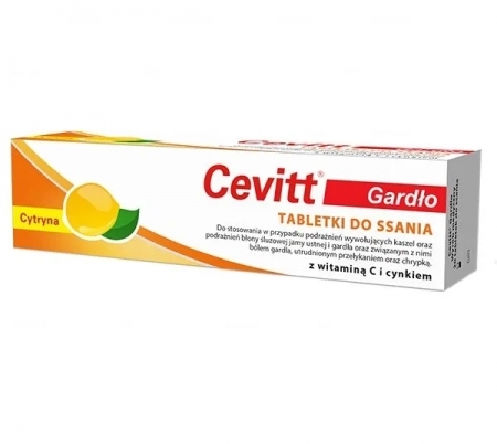 Cevitt Gardło o smaku cytrynowym 20 tabletek do ssania