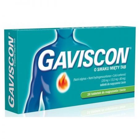Gaviscon o smaku mięty TAB 16 tabletek do rozgryzania i żucia