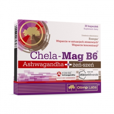 Olimp Chela-Mag B6 Ashwagandha+ żeń-szeń 30 kapsułek