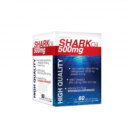 Shark Oil 500 mg 60 kapsułek MBM Data ważności: 28.02.2023r.